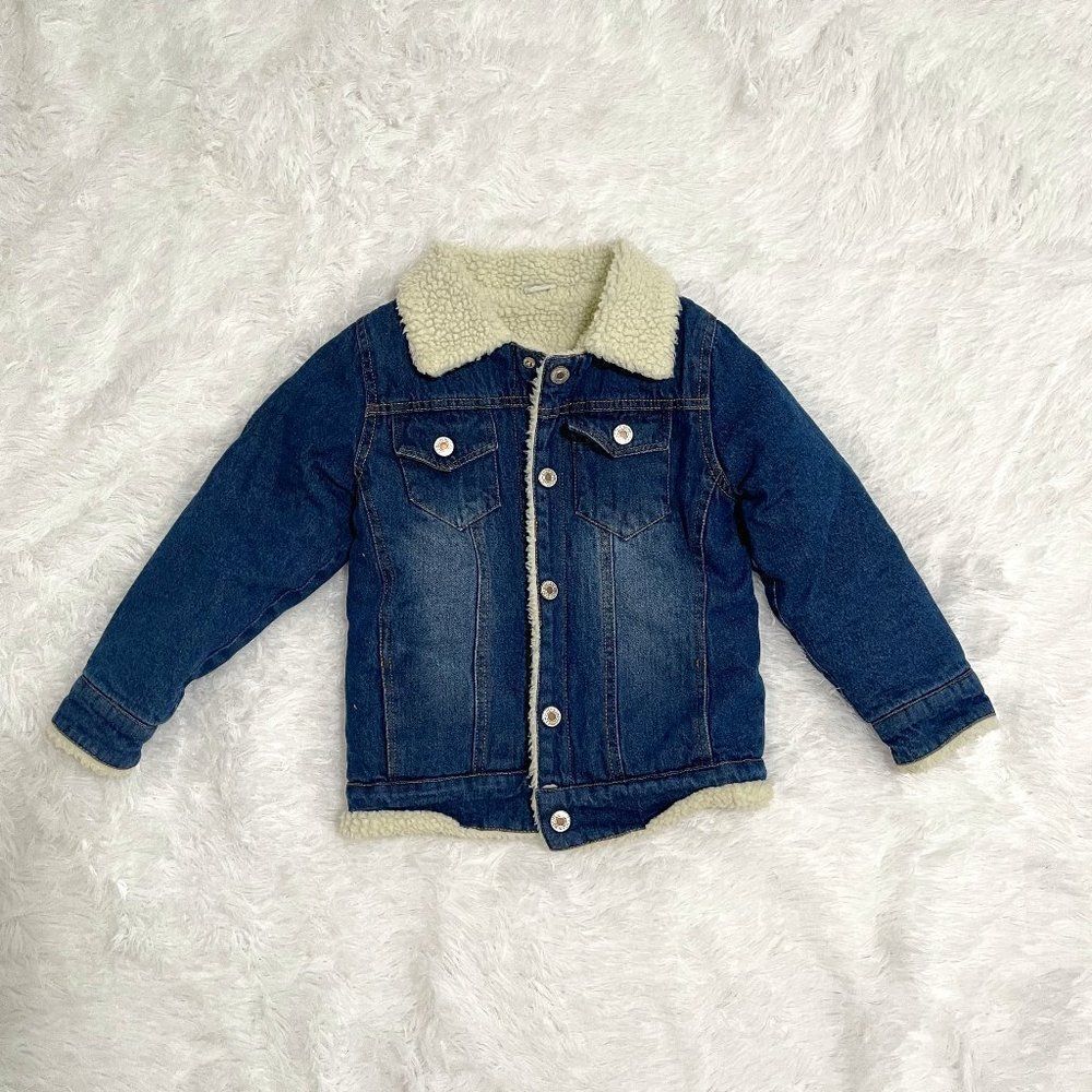 Unisex Kids BetterIn Denim Sherpa Jacket in Dark Denim Size Extra Extra Large - Picture 1 of 9
